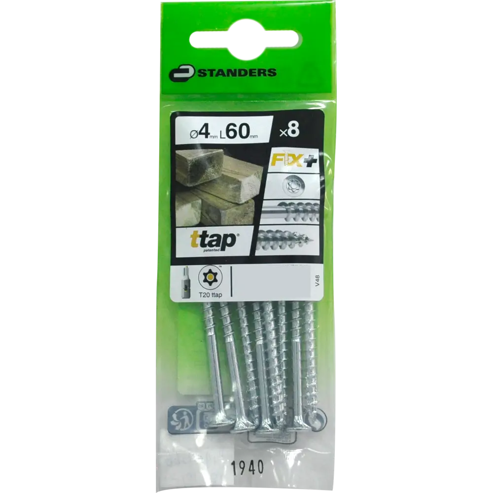 Саморезы для деревянного домостроения STANDERS T-TAP оцинкованные 4x60, 8 штук 82184764 STLM-2162063  - Вид №2
