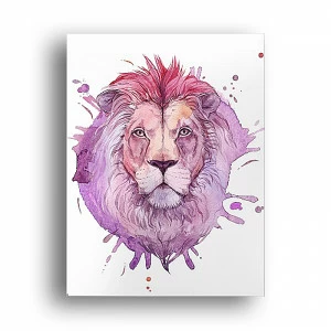 Постер Акварельный лев HAPPY STATION ЖИВОТНЫЕ 009008 Розовый