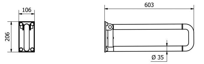Прессованная алюминиевая складная U-образная ручка для ванной комнаты Thermomat нейлон ARCH-00095396 - Вид №2