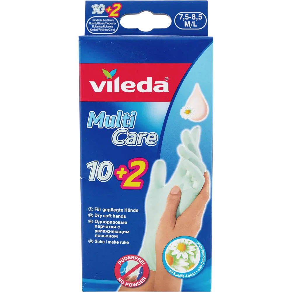 Перчатки одноразовые с лосьоном Виледа размер M/L 12 шт VILEDA STLM-2154193 - Вид №2
