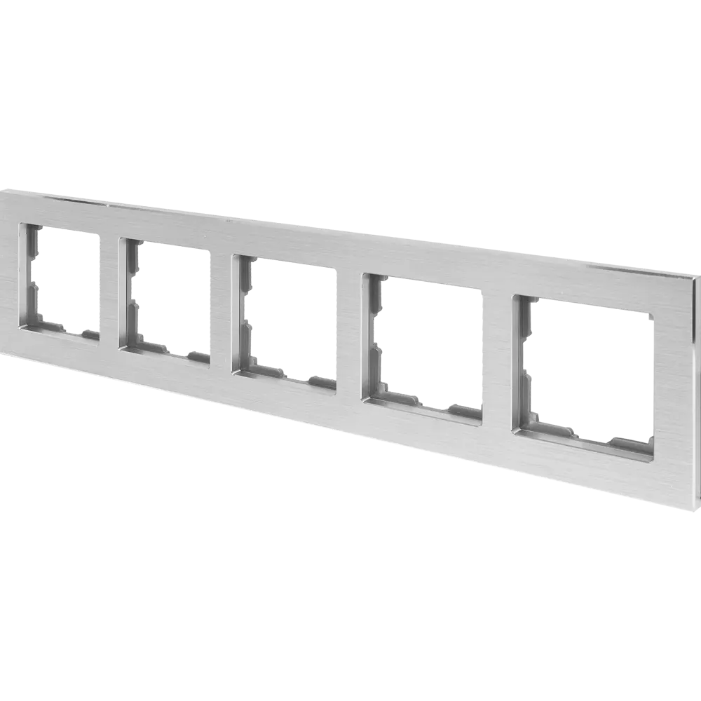 Рамка для розеток и выключателей Werkel Aluminium 5 постов, металл, цвет алюминий STLM-2011277 - Вид №1