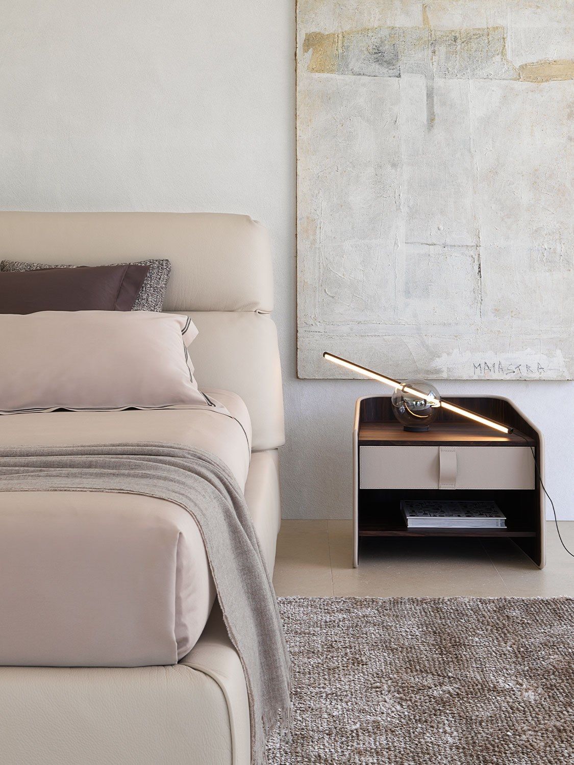 Прямоугольная кожаная прикроватная тумбочка Flou джентльмен ARCH-00055031 - Вид №8