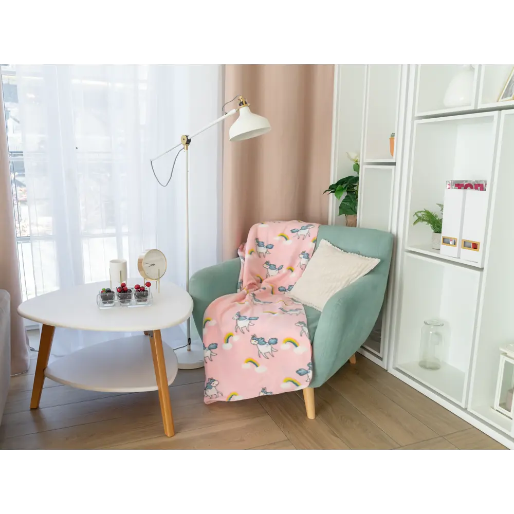 Плед «Единороги» 120x150 см флис цвет розовый BELEZZA STLM-2047850 - Вид №2