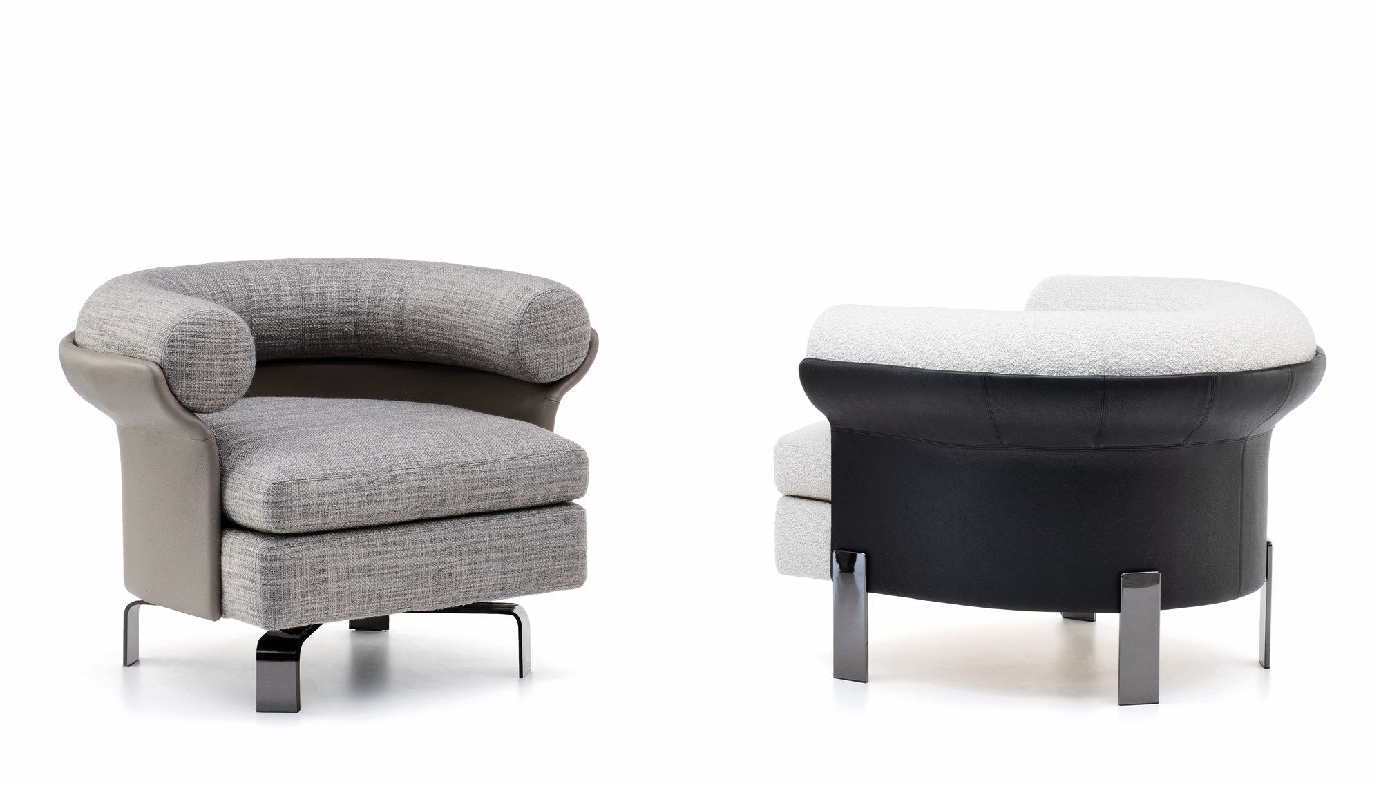 Тканевое вращающееся кресло с кожаной оболочкой Minotti Маттиа ARCH-00016849