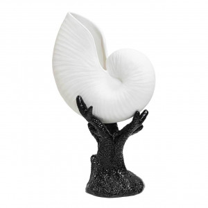 600969-WB ABHIKA SEASHELL BISC. W / BASE H32 WHITE/BLACK