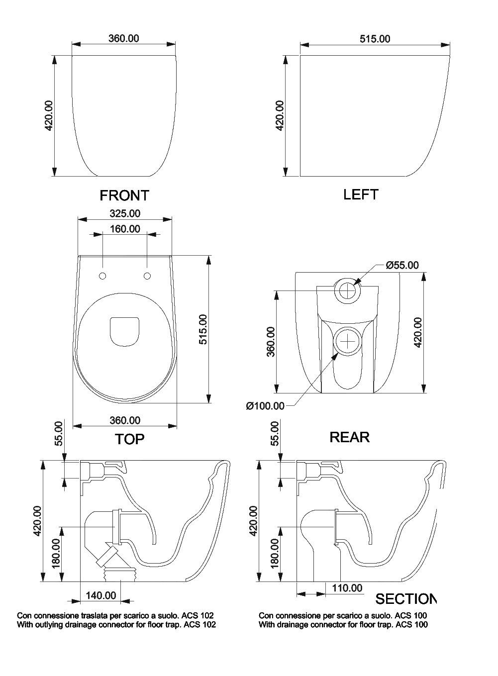 Керамический туалет без пола GSG Ceramic Design Hit ARCH-00025662 - Вид №1