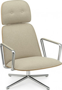 605470 Pad Lounge Chair High Swivel Alu Oak / Main Line Flax Normann Copenhagen