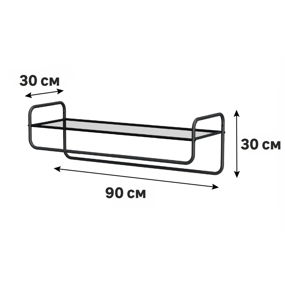 Полка навесная Spaceo 90x30x30 см нагрузка до 25 кг металл цвет графит STLM-2151303 - Вид №3