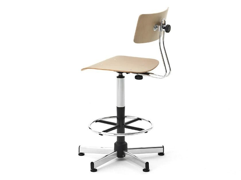 Регулируемый по высоте офисный стул из бука со спинкой In Stock ARCH-00145806