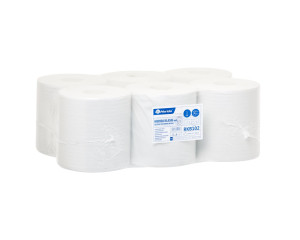 RKB102 Полотенца бумажные в рулоне КЛАСИК МАКСИ, белые, диаметр 20 см, длина 320 м, однослойные, в упаковке 6 шт. Merida