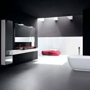 Комбинация ванной комнаты KU 62 в отделке Shine 108 G88 Rosso /  L58 Bianco MILLDUE KUBIK