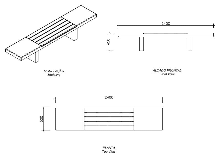 Бетонная скамья без спинки amop Токио ARCH-00035491 - Вид №2