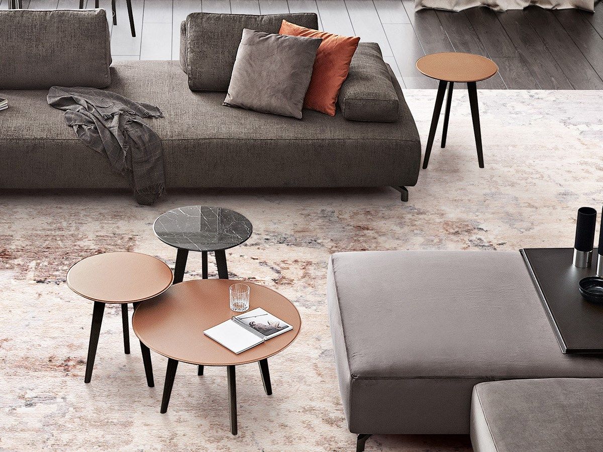 Круглый кожаный журнальный столик Dema ARCH-00074345