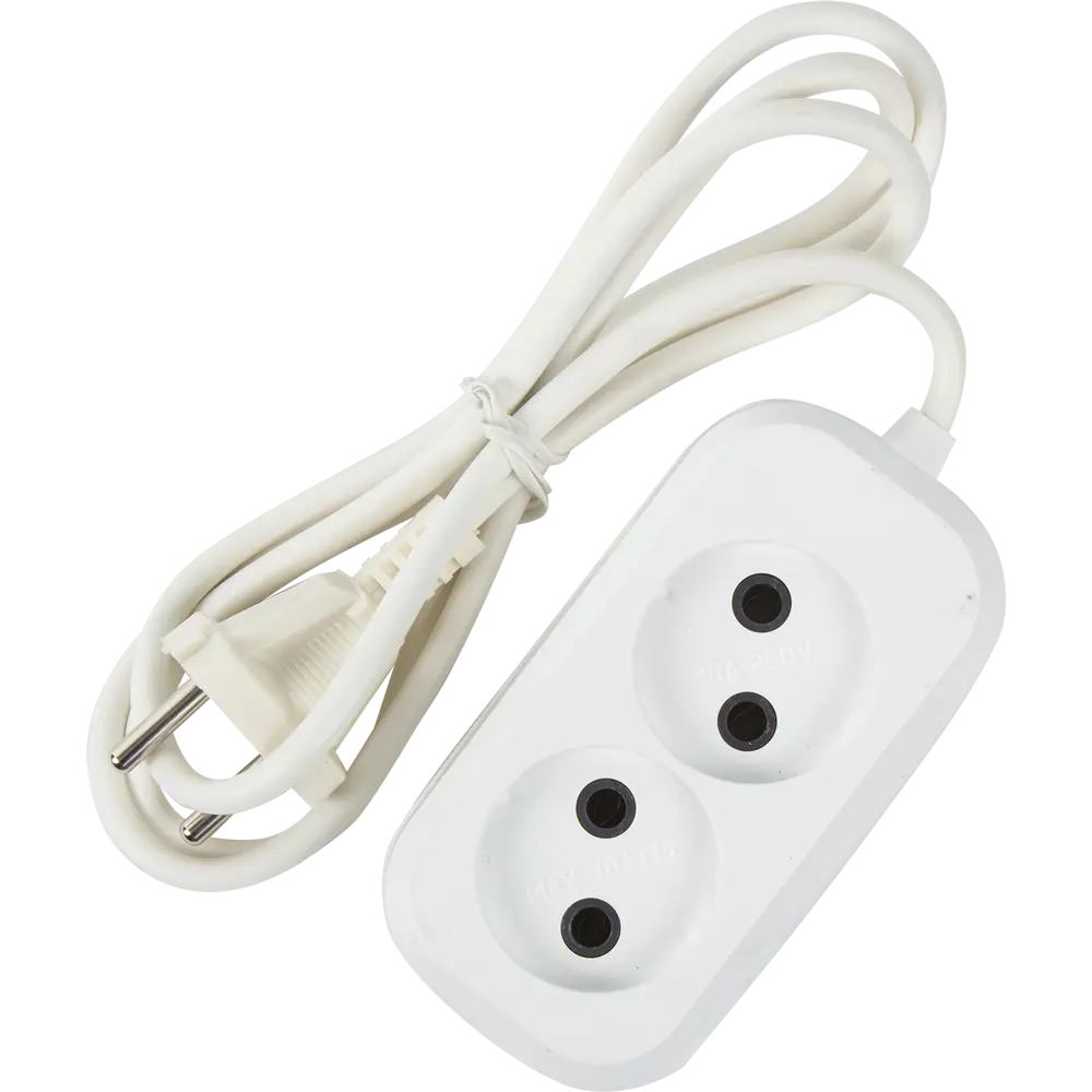 Удлинитель без заземления для маломощной техники 2 розетки 1.5 м цвет белый Santreyd STLM-2047461