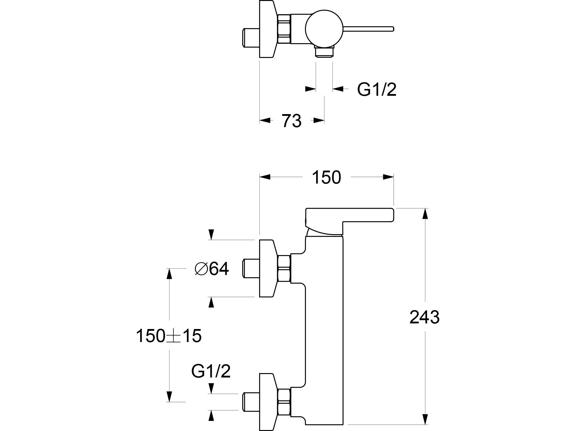 Однорычажный смеситель для душа с 2 отверстиями GUGLIELMI RUBINETTERIE Rialto ARCH-00022897 - Вид №2