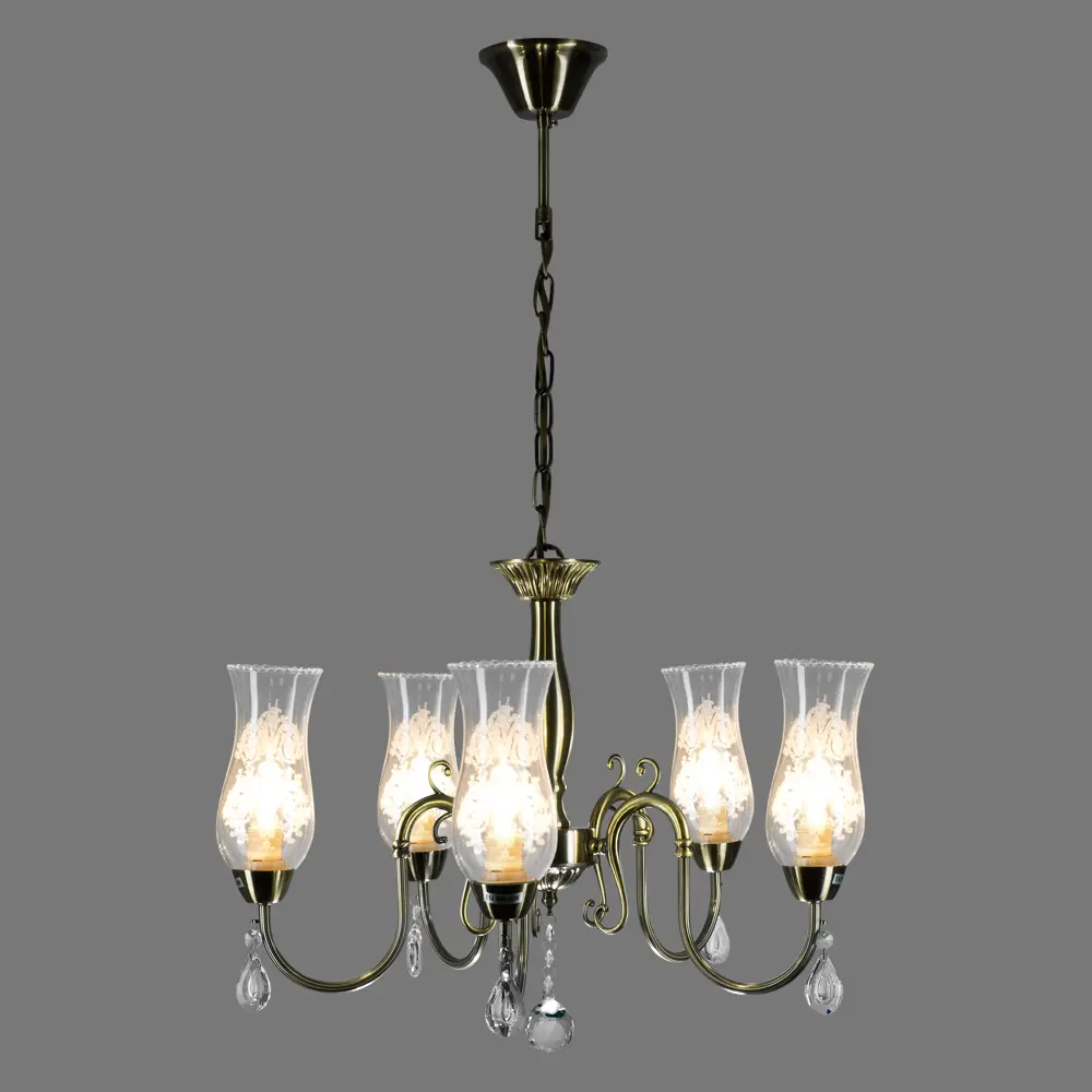 Люстра Лирика 5xE14x60 Вт, металл/стекло, цвет бронза WINK STLM-2024757 - Вид №2