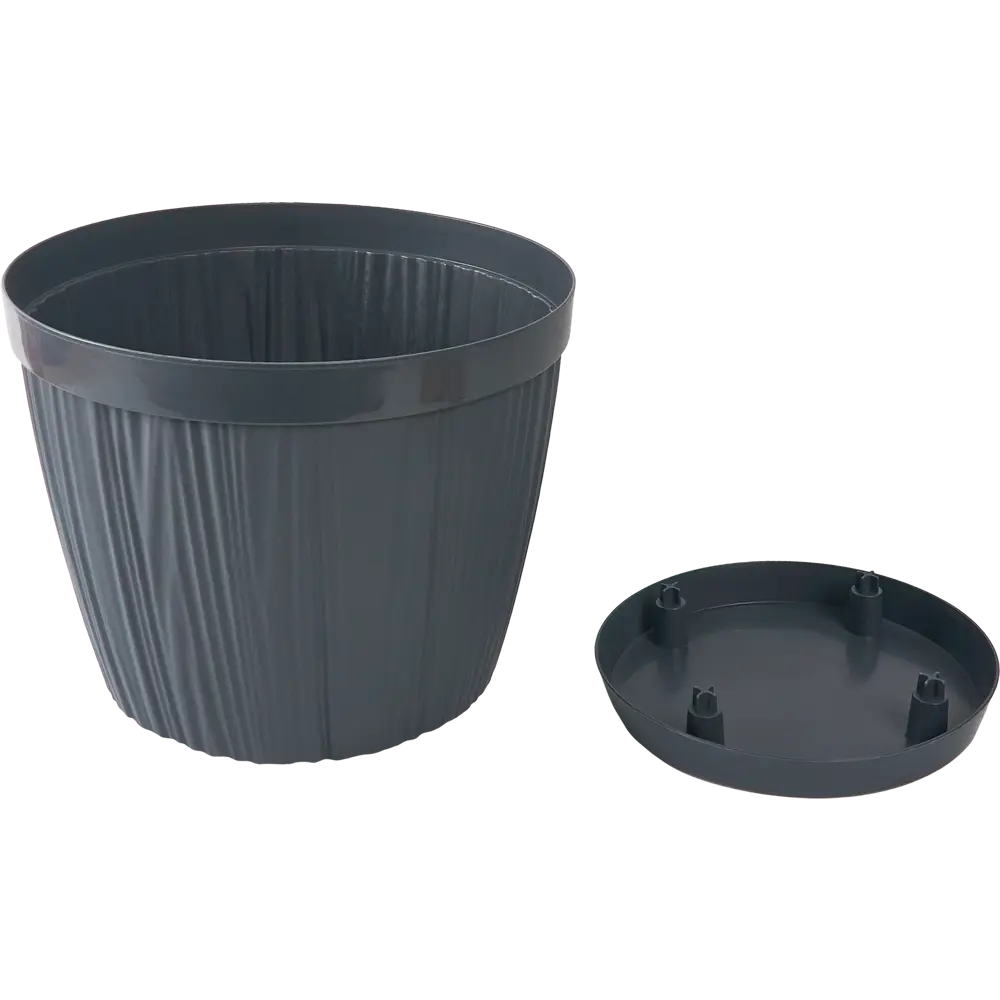 Горшок цветочный Ingreen Barcelona ø24 h21.2 см v6.5 л пластик темно-серый STLM-2192627 - Вид №1