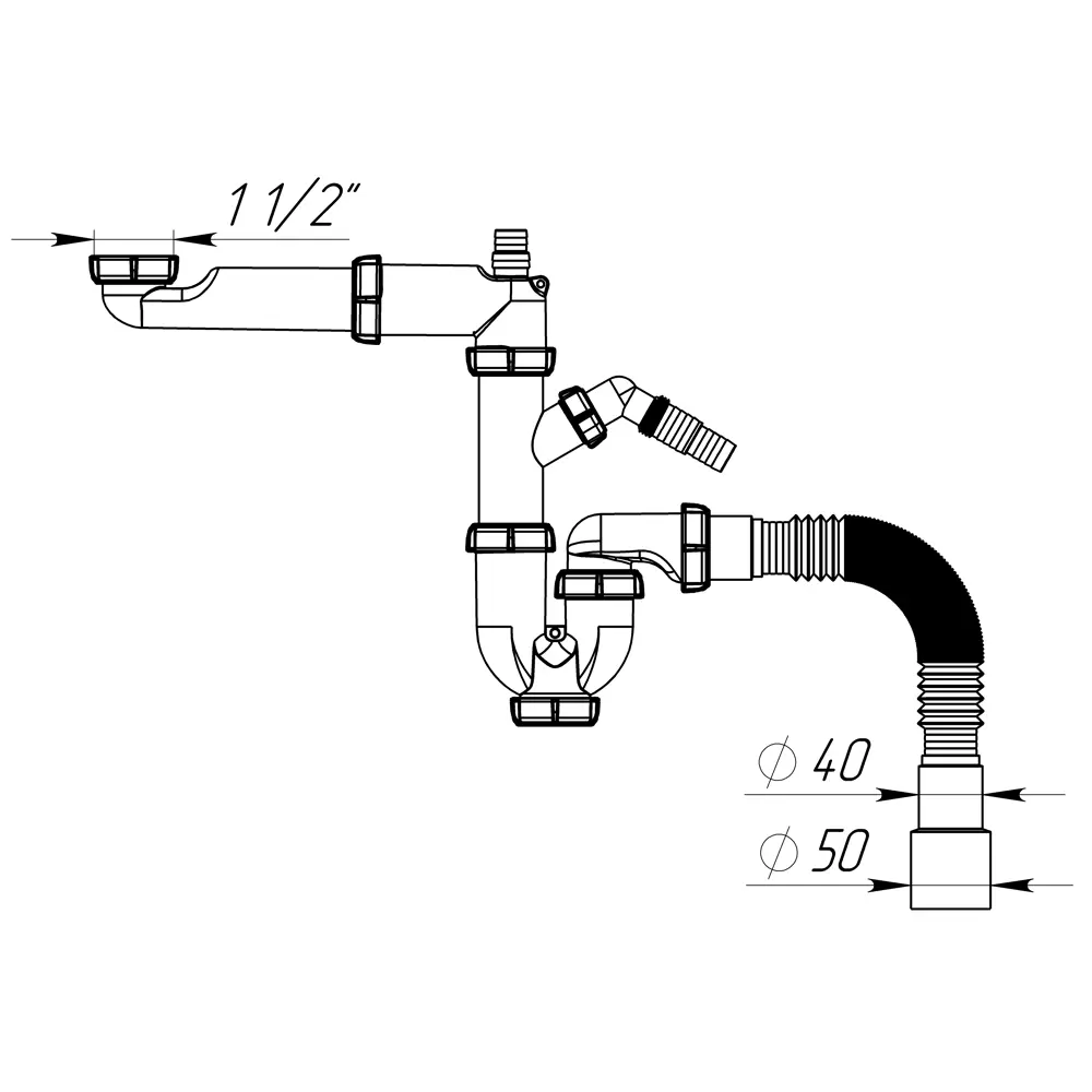 Поворотный сифон EQUATION для двойной мойки с защитой от засоров 89209832 STLM-0807565 - Вид №7