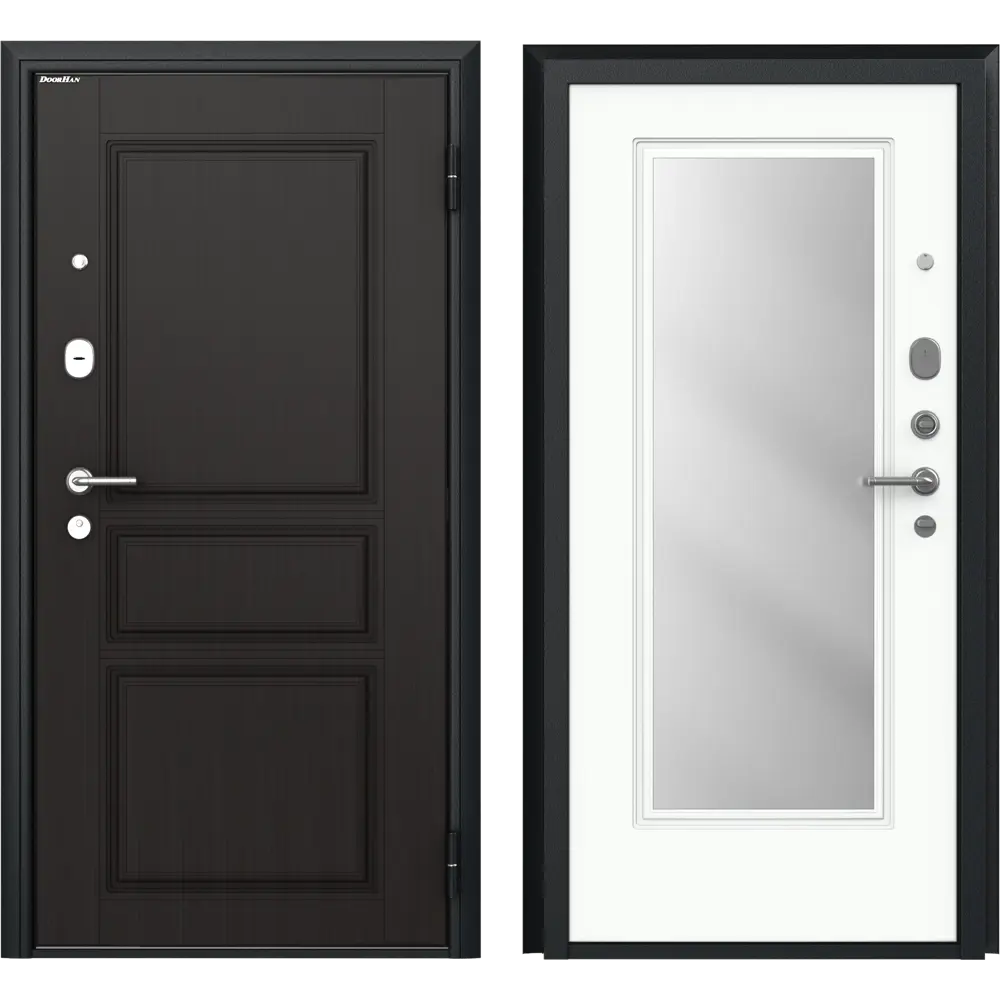 Дверь входная металлическая Премиум New 88x205 см правая белый с зеркалом DOORHAN STLM-2140953