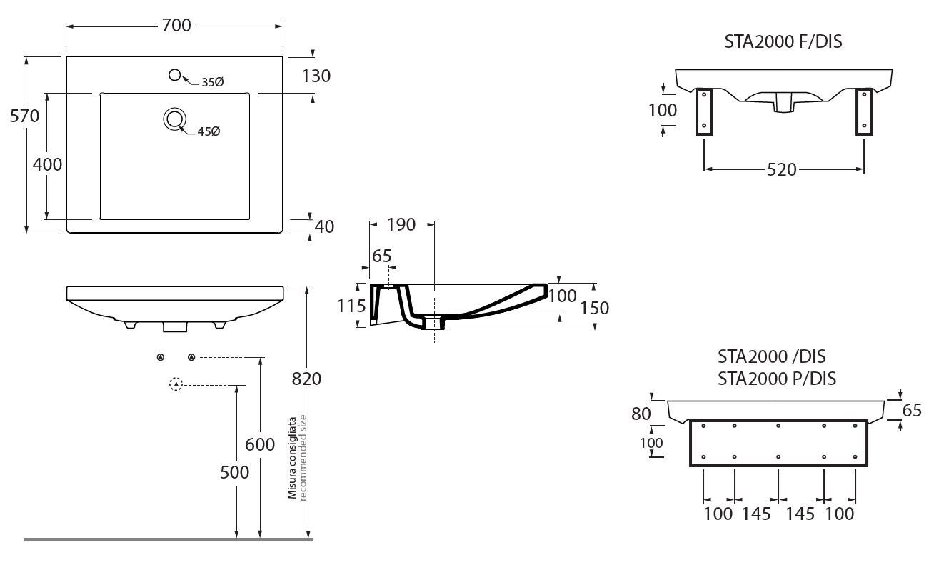 Подвесной умывальник для инвалидов Azzurra Ceramica THIN ARCH-00148160 - Вид №3