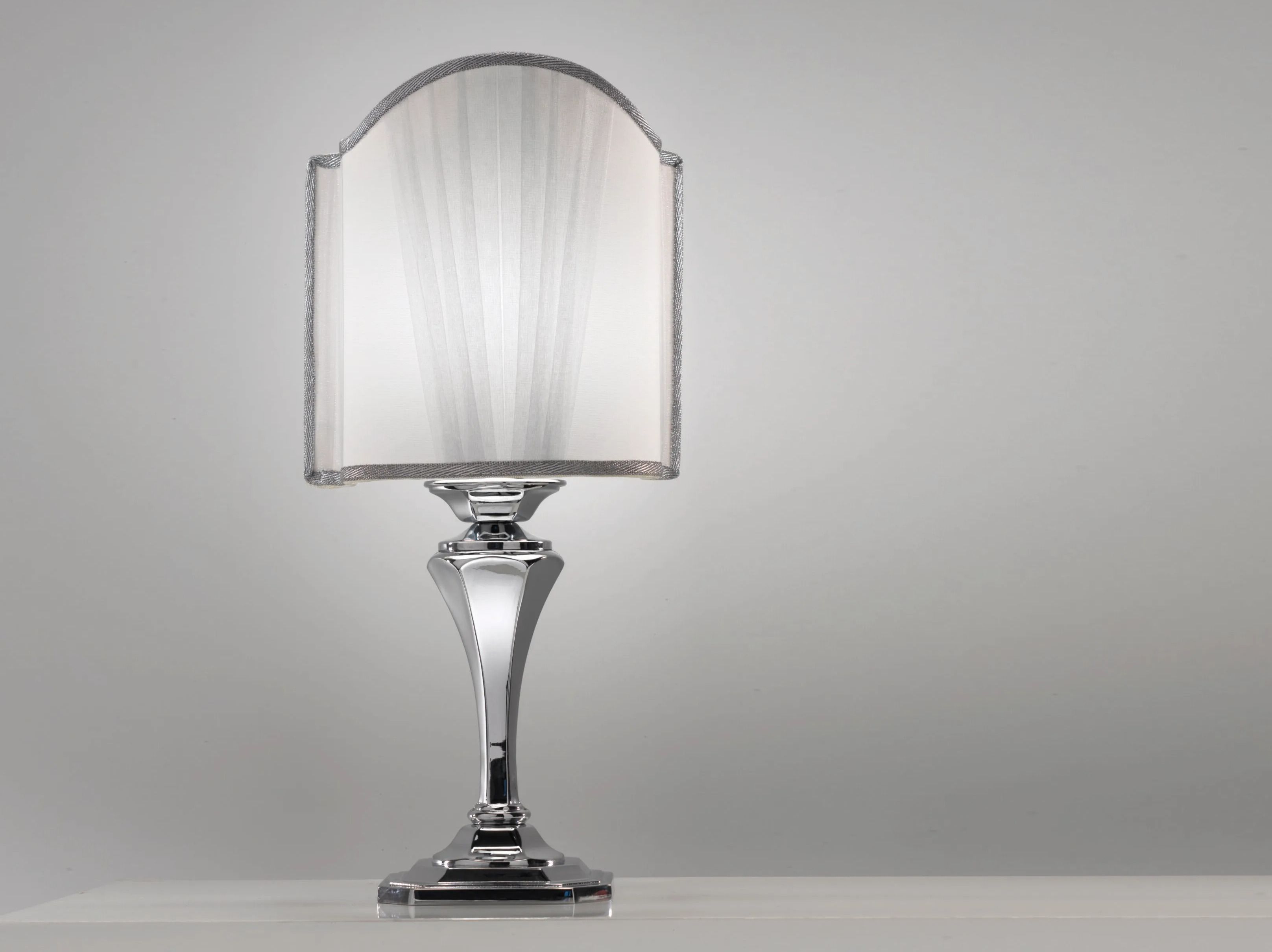 Металлическая светодиодная настольная лампа с тканевым абажуром Cremasco Illuminazione световые работы ARCH-00008384