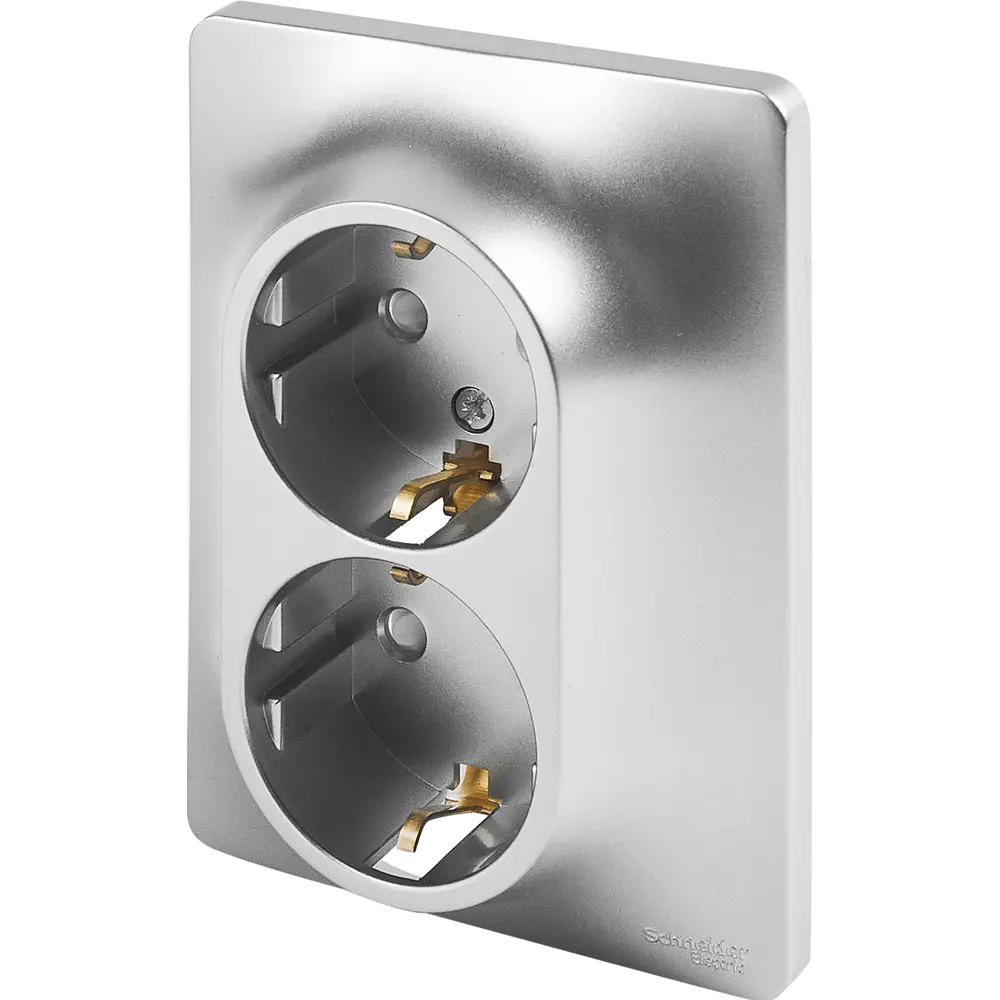Schneider Electric Glossa — двойная розетка с заземлением в алюминиевом исполнении 86710200 STLM-0070813 - Вид №1