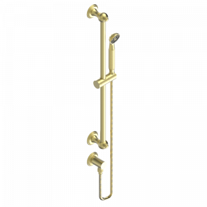 A8M-58 Душ ручной стильный встраиваемый в стену, 60 cм штанга, шланг, крючок и патрубок для душа Thg-paris Vogue с малахитом Матовое светлое золото