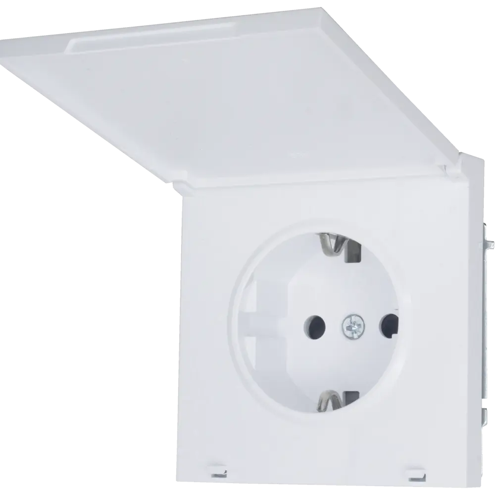 Розетка встраиваемая Lezard Zima с заземлением с крышкой IP44 цвет белый STLM-2013001 - Вид №1