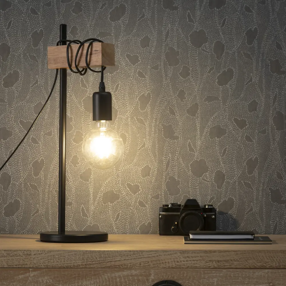 Настольная лампа Eglo «Townshend», 1хE27х60 Вт, цвет чёрный/дерево STLM-2155744 - Вид №4