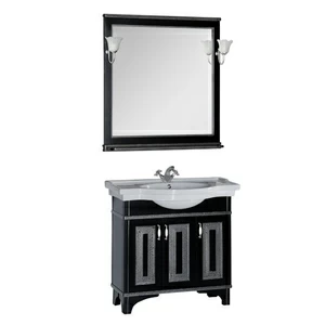 Комплект мебели Aquanet Валенса 90 черный краколет/серебро