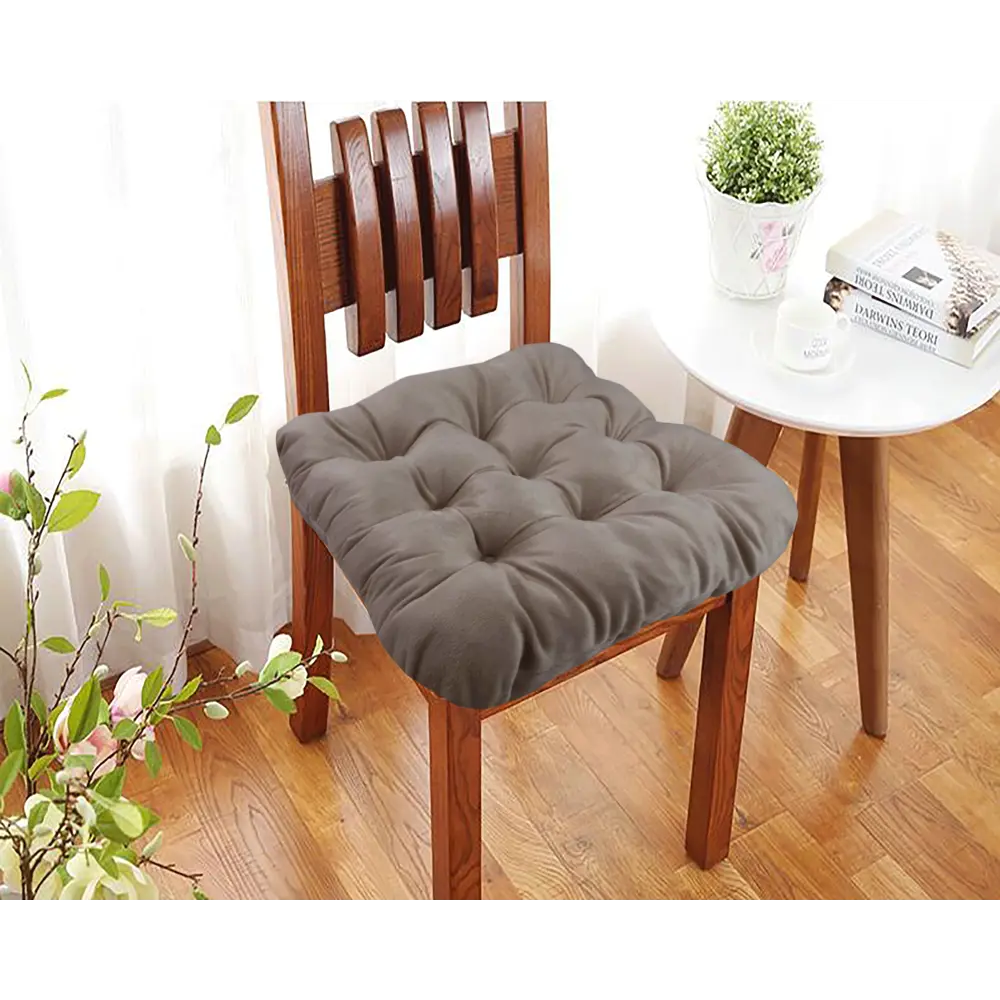 Подушка для стула Бархат 40x36x6 см цвет бежевый LINEN WAY STLM-2016256 - Вид №3