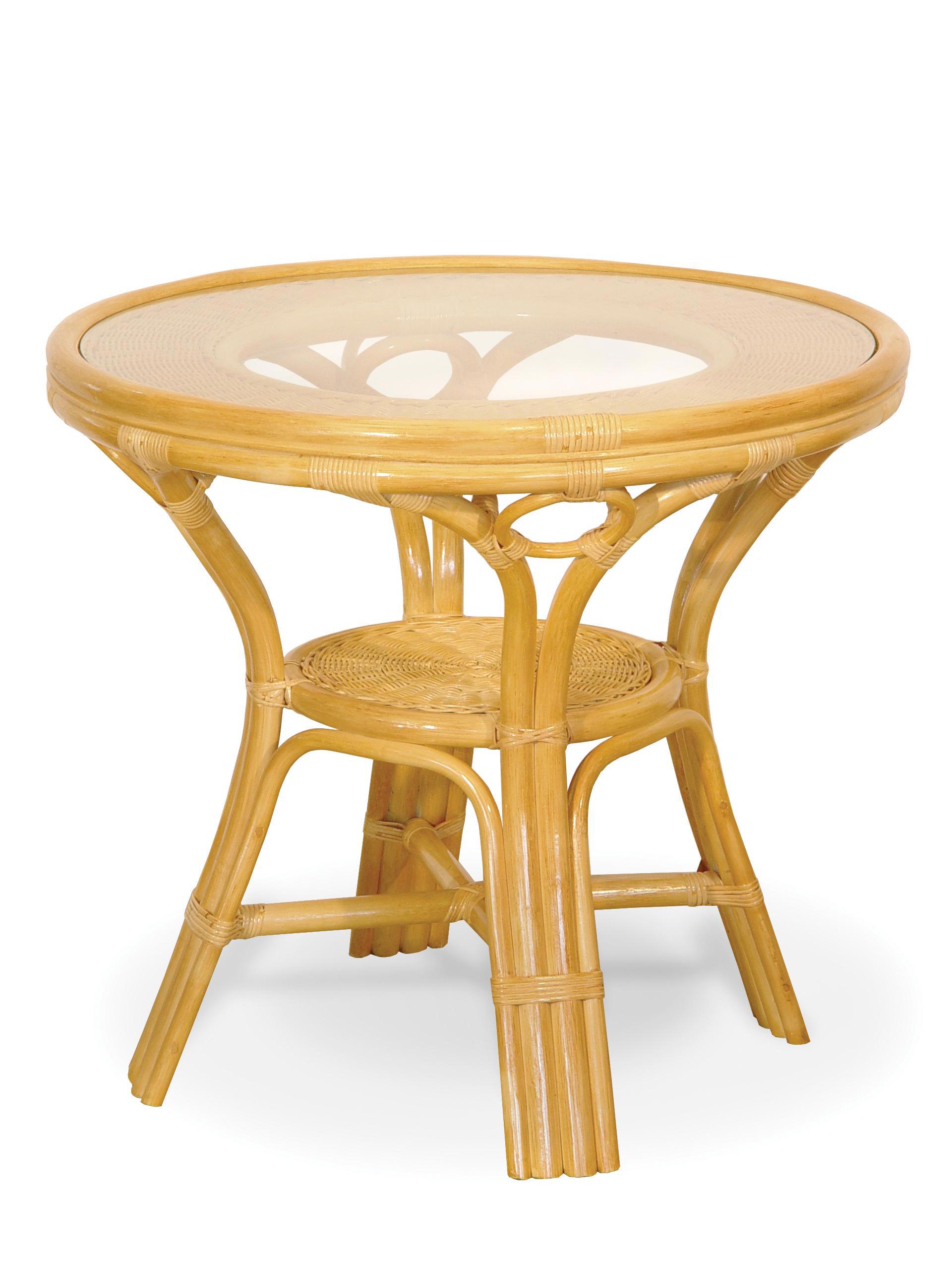 92721155 Стол обеденный со стеклом 02/09А ротанг цвет мёд Calamus Rotan STLM-0540664 VINOTTI