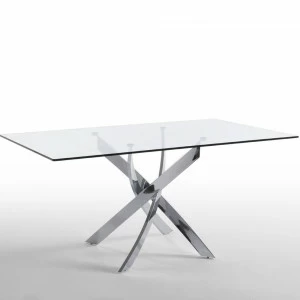 Обеденный стол стеклянный со стальными ножками 160 см F2133 от Angel Cerda ANGEL CERDA  241910 Прозрачный