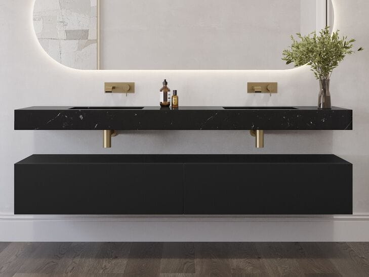 Двойная подвесная раковина Corian® с столешницей RILUXA ANDROMEDA SLIM MARBLE ARCH-00081700