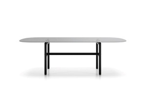 Стеклянный овальный стол