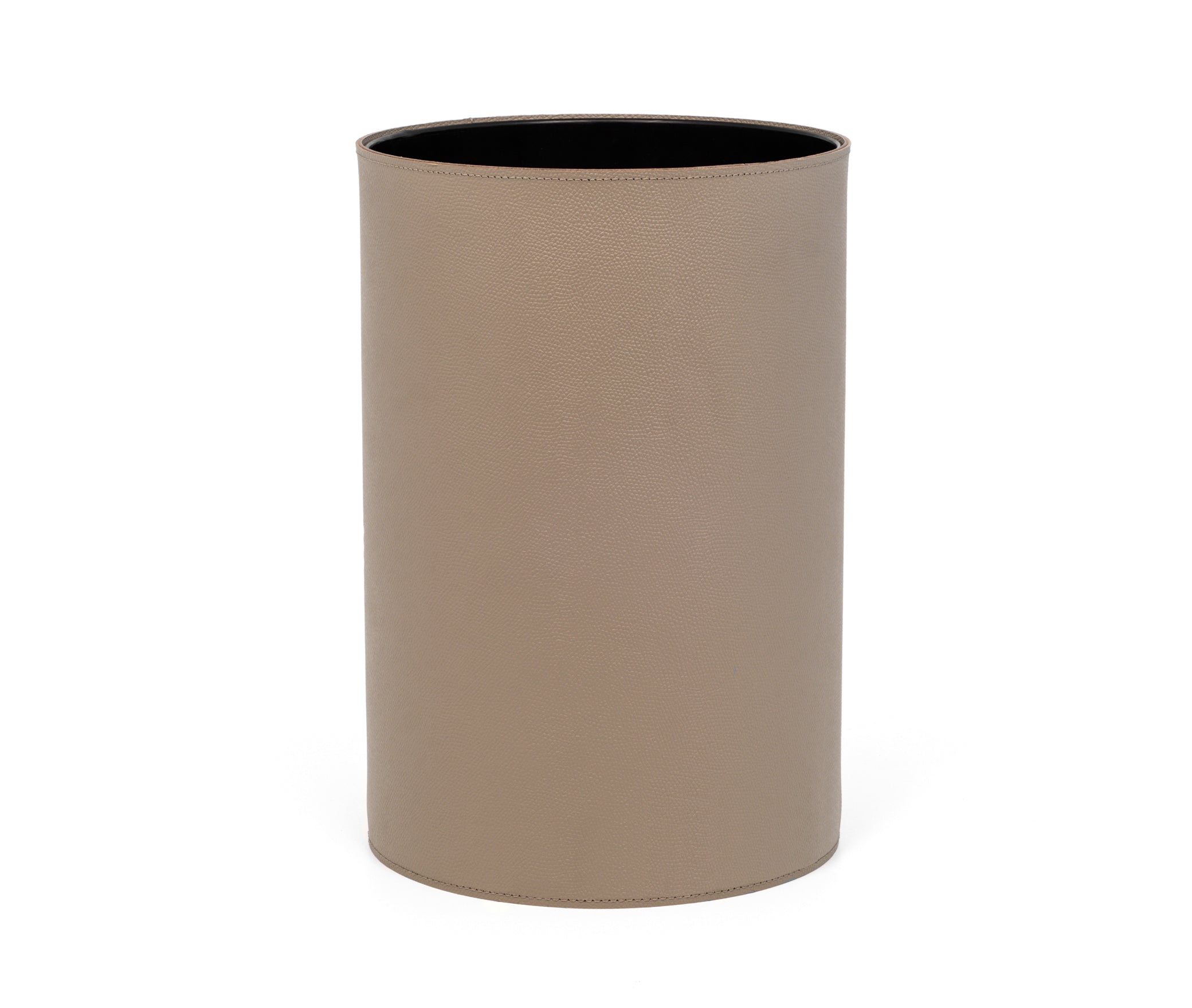 Круглая корзина для бумаг - Ø 22XH31,5 см / тканая кожа_темно-серый