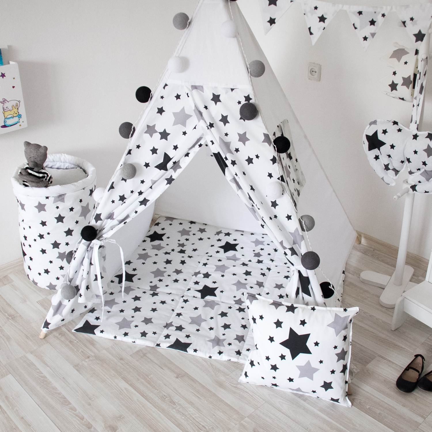 Игровой коврик для вигвама Black Stars VAMVIGVAM BLACK STARS 281606 Белый;черный Santreyd  - Вид №3