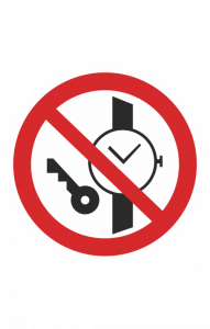 68354 Зк "Запрещается иметь при себе металлические предметы (часы и т.п.)" ( P 27 )  Запрещающие знаки размер 100 х 100 мм