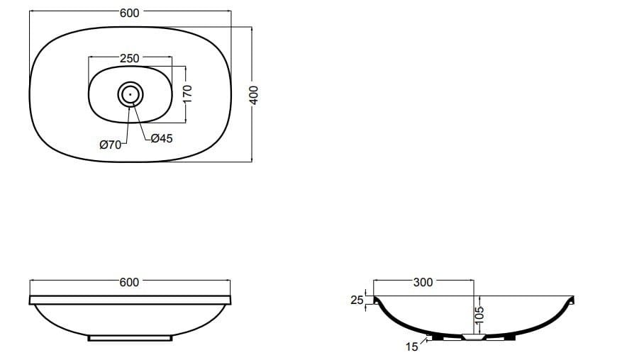 Керамическая прямоугольная раковина Axa Wild ARCH-00096371 - Вид №6