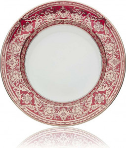 10571304 Haviland Блюдо круглое глубокое 31см "Матиньон" (вишневый, платиновый декор) Фарфор, Керамика