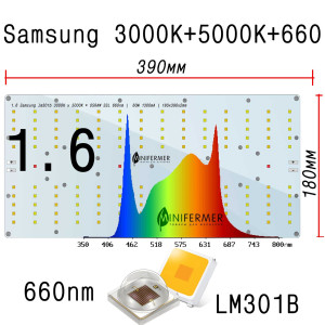 3333 1.6 Quantum board Samsung lm301b 3000K+5000K + Samsung lh351h 660nm LAB.Space