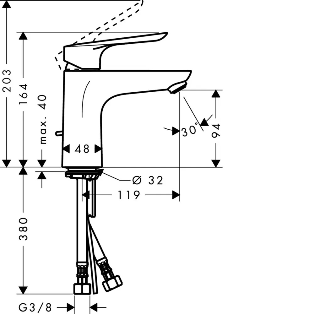 Смеситель для раковины Hansgrohe Logis E однорычажный с высоким изливом цвет хром STLM-2137226 - Вид №8