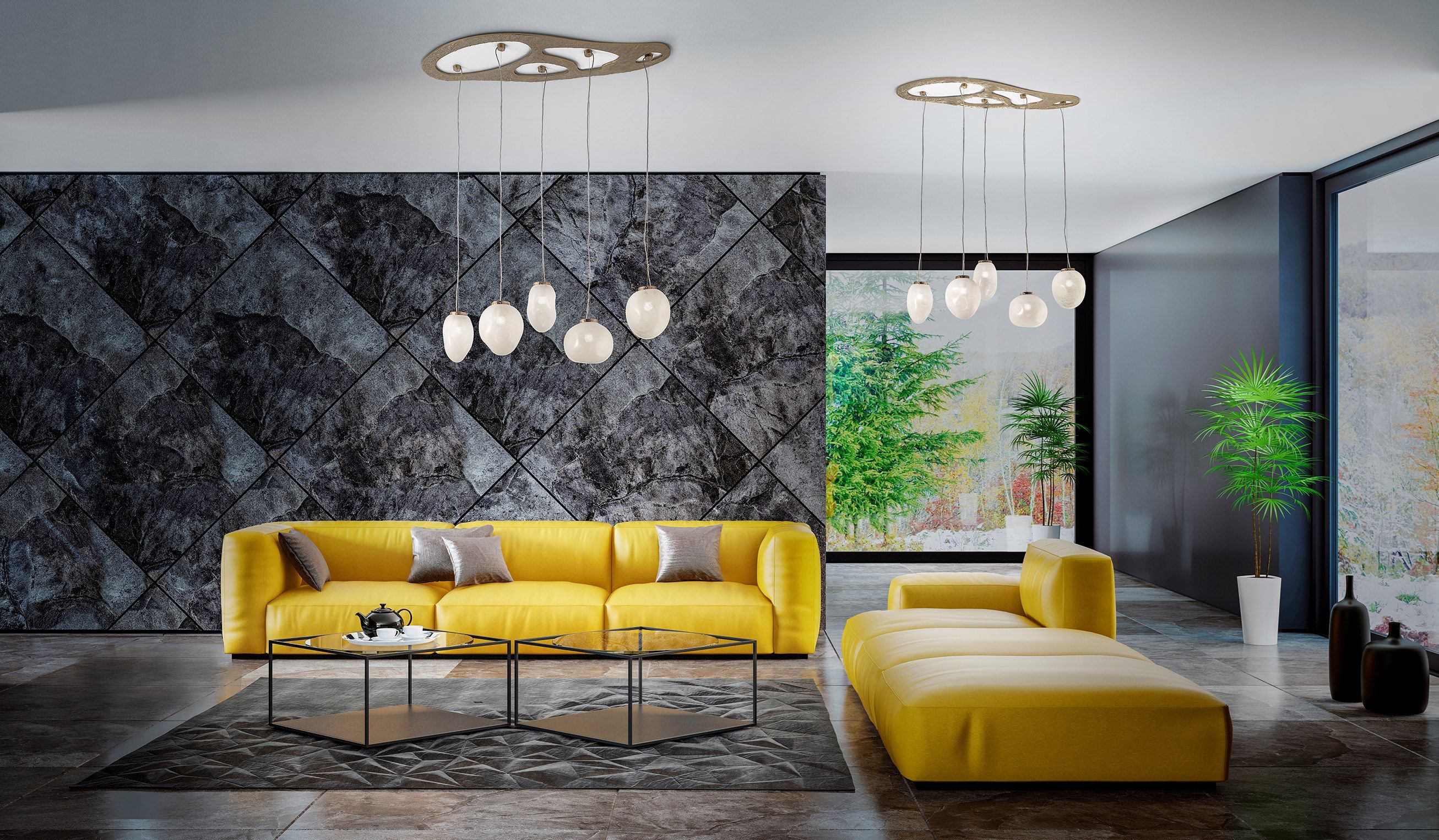 Подвесной светильник из дутого стекла и металла Patrizia Volpato Камень ARCH-00103808 - Вид №5