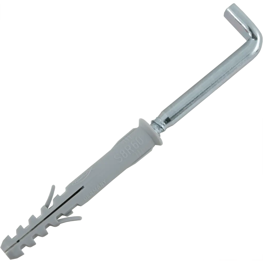 Дюбель для полнотелых материалов Fischer S с прямым крюком 8x60 мм нейлон 2 шт Santreyd STLM-2051983