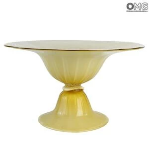 4493 ORIGINALMURANOGLASS Кремовая чаша - светло-янтарная - муранское стекло OMG 28 см