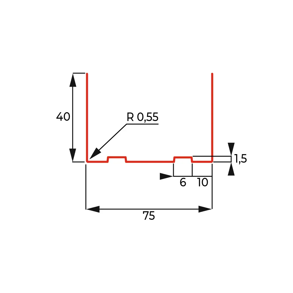 Профиль направляющий (ПН-4) Премиум 0.6 мм 75x40x3000 мм STLM-2127630 - Вид №2