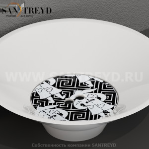 486072 Накладка на слив из керамики декор цвет Черный бархат Kerasan Deco Италия