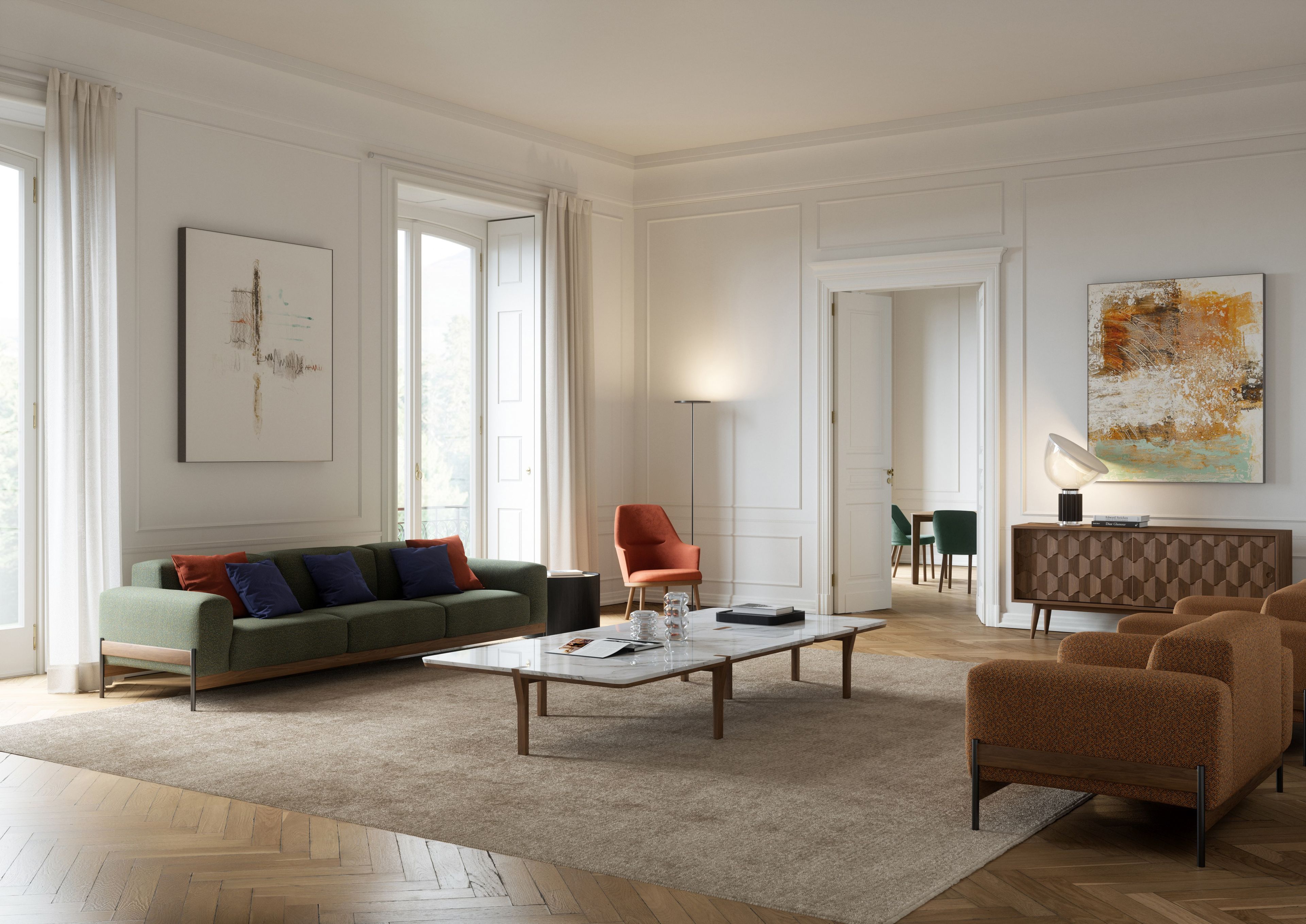 Прямоугольный низкий журнальный столик из мрамора и массива дерева Wewood CORNER ARCH-00069131 - Вид №6