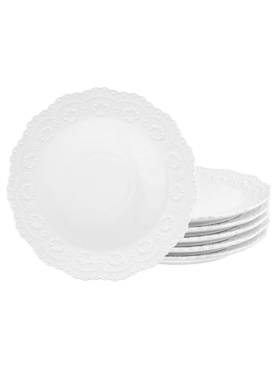 90232816 Набор тарелок 6 предметов "Белый узор" 28х28х2.5 см STLM-0141937 ELAN GALLERY