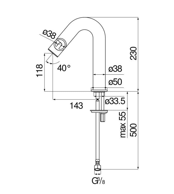 Однорычажный смеситель для раковины без слива Nobili Sole ARCH-00073279 - Вид №6